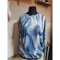 Wzorzysta bluzka Oversize z lejącego materiału - piasek pustyni